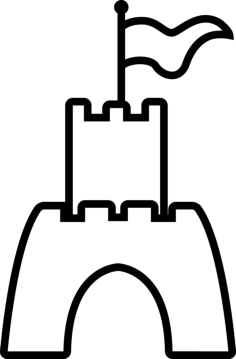Castle With Flag Line Tracing Svg Vector, Free Vectors File